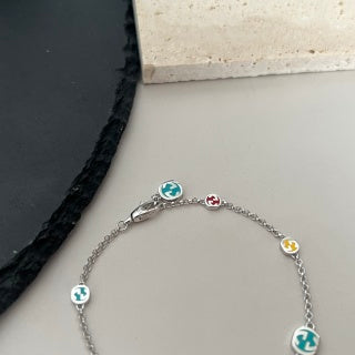 Gucci Multicolor Interlocking G Charm Chain Bracelet