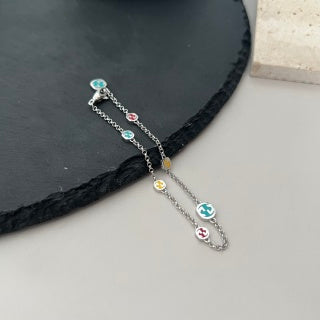 Gucci Multicolor Interlocking G Charm Chain Bracelet