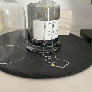 Gucci GG Color Bead Station Silver Chain Necklace