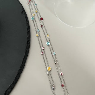Gucci GG Color Bead Station Silver Chain Necklace