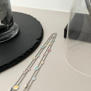 Gucci GG Color Bead Station Silver Chain Necklace