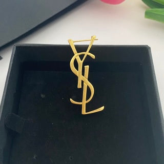 YSL Vertical Monogram Statement Earrings
