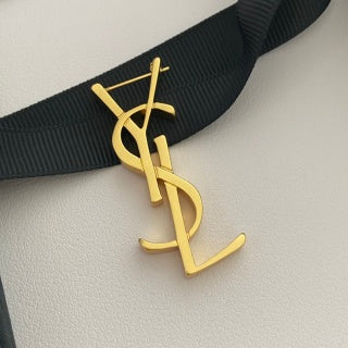 YSL Vertical Monogram Statement Earrings
