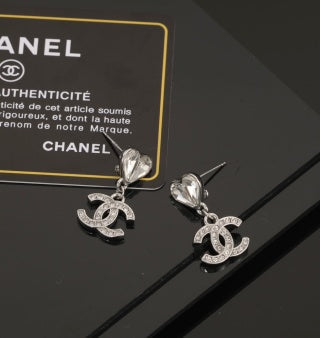 Chanel Crystal Heart CC Drop Earrings – Elegant Luxury Fashion Jewelry
