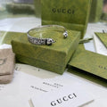Gucci GG Engraved Filigree Open Cuff Silver Bracelet