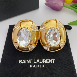 YSL Crystal Orbit Statement Clip-On Earrings