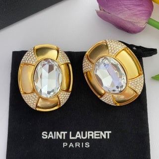 YSL Crystal Orbit Statement Clip-On Earrings