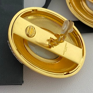 YSL Crystal Orbit Statement Clip-On Earrings