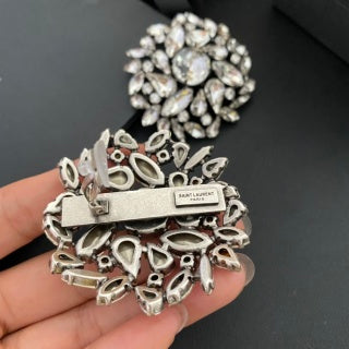YSL Celestial Crystal Bloom Clip-On Earrings