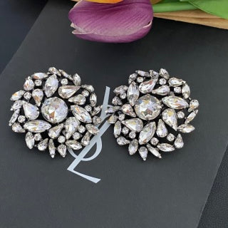 YSL Celestial Crystal Bloom Clip-On Earrings