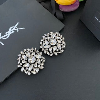 YSL Celestial Crystal Bloom Clip-On Earrings