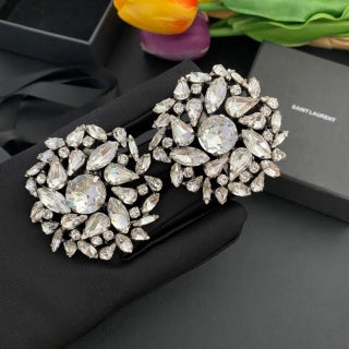 YSL Celestial Crystal Bloom Clip-On Earrings