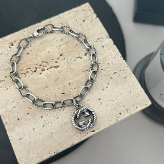 Gucci GG Mini Medallion Link Silver Bracelet
