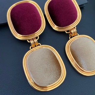 YSL Velvet Cushion Double Frame Earrings