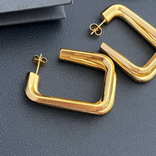 YSL Geometric Frame Hoop Earrings