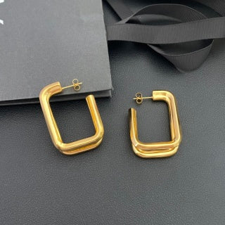 YSL Geometric Frame Hoop Earrings