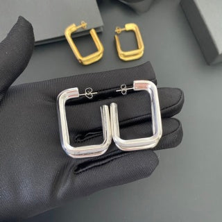 YSL Geometric Frame Hoop Earrings