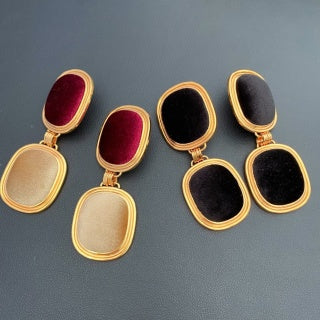 YSL Velvet Cushion Double Frame Earrings