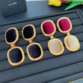 YSL Velvet Cushion Double Frame Earrings