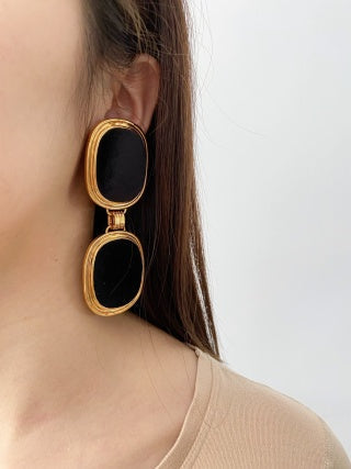 YSL Velvet Cushion Double Frame Earrings