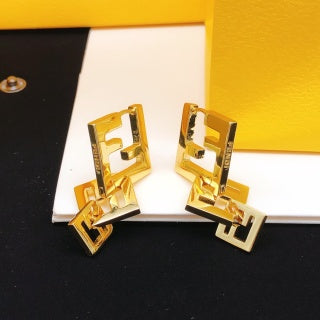 Fendi Verona FF Double Logo Drop Earrings