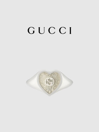 Gucci GG Heart Engraved Signet Ring