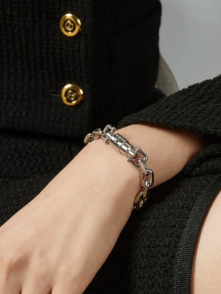 Gucci GG Industrial Link Silver Chain Bracelet