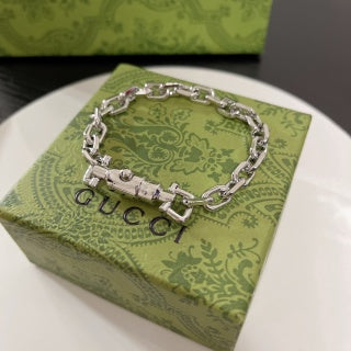 Gucci GG Industrial Link Silver Chain Bracelet