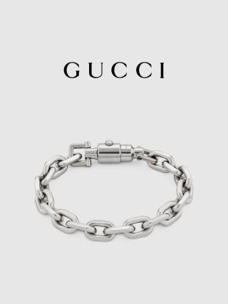 Gucci GG Industrial Link Silver Chain Bracelet