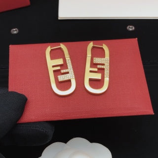 FENDI Pavé FF Ribbon Hoop Earrings