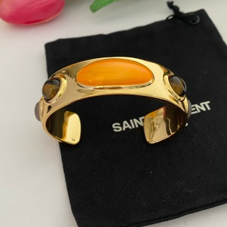 YSL Amber Stone Gold Cuff Bracelet