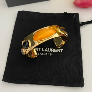 YSL Amber Stone Gold Cuff Bracelet