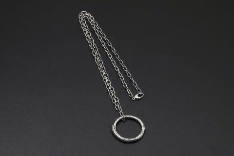 Gucci GG Engraved Oval Medallion Silver Pendant Necklace