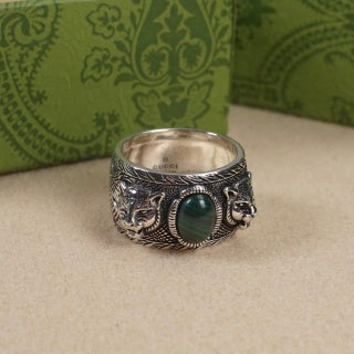 Gucci Engraved Malachite Statement Ring