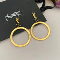 YSL Golden Cassandre Circle Drop Earrings