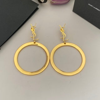 YSL Golden Cassandre Circle Drop Earrings