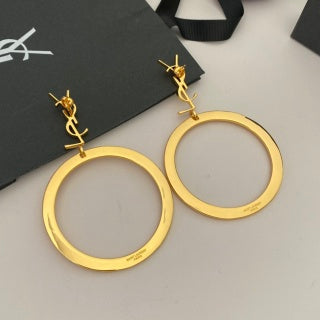 YSL Golden Cassandre Circle Drop Earrings