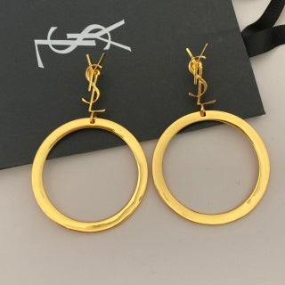 YSL Golden Cassandre Circle Drop Earrings