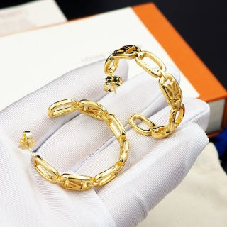 Louis Vuitton Chain Link Hoop Stud Earrings