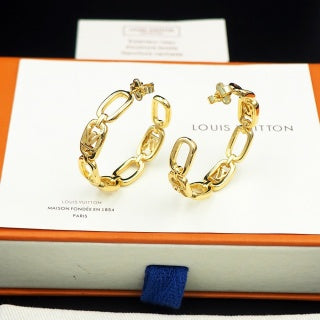 Louis Vuitton Chain Link Hoop Stud Earrings