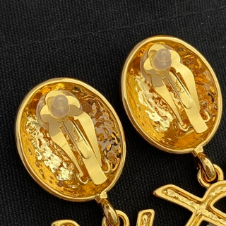 YSL Signature Logo Pearl Top Clip-On Earrings