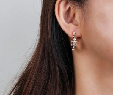 Chanel Elegant Crystal Hoop Earrings