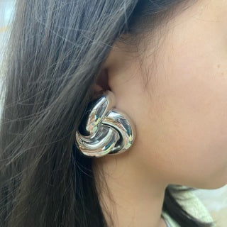 YSL Twisted Knot Gold Silver Clip-On Earrings