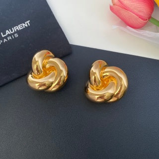 YSL Twisted Knot Gold Silver Clip-On Earrings