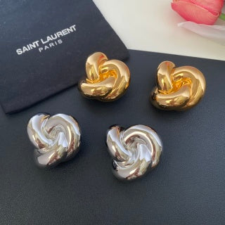 YSL Twisted Knot Gold Silver Clip-On Earrings