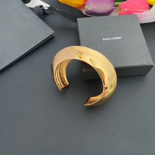YSL Double Curve Gold Layered Cuff Bracelet