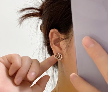 Gucci Pavé Double G Crystal Stud Earrings