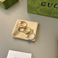 Gucci GG Pearl Accent Open Band Gold Ring