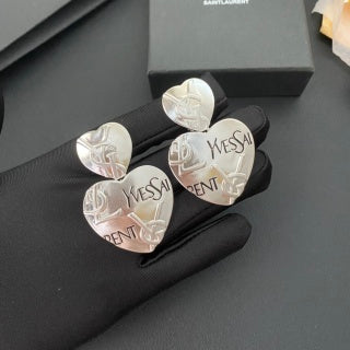 YSL Silver Monogram Medallion Clip-On Earrings