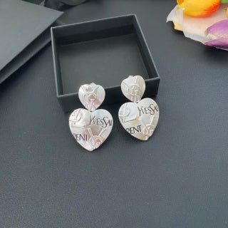 YSL Silver Monogram Medallion Clip-On Earrings